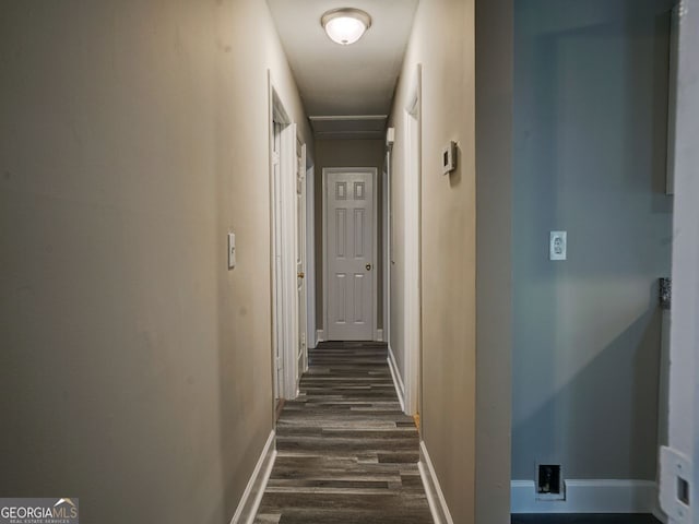 hall featuring dark hardwood / wood-style floors