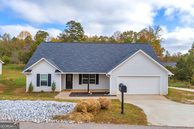 ranch-style home featuring a garage