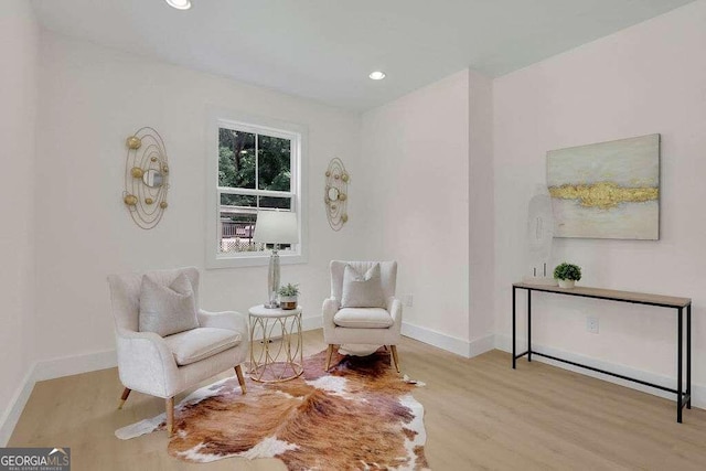 living area featuring light wood-type flooring