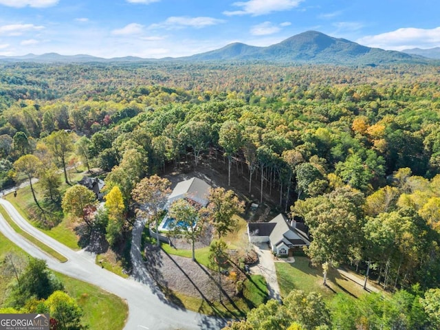 aerial view with a mountain view