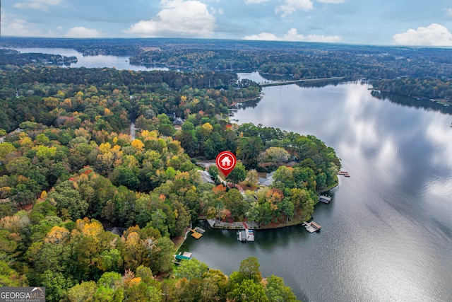 bird's eye view featuring a water view