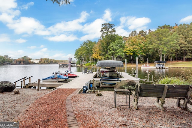 dock area featuring a water view