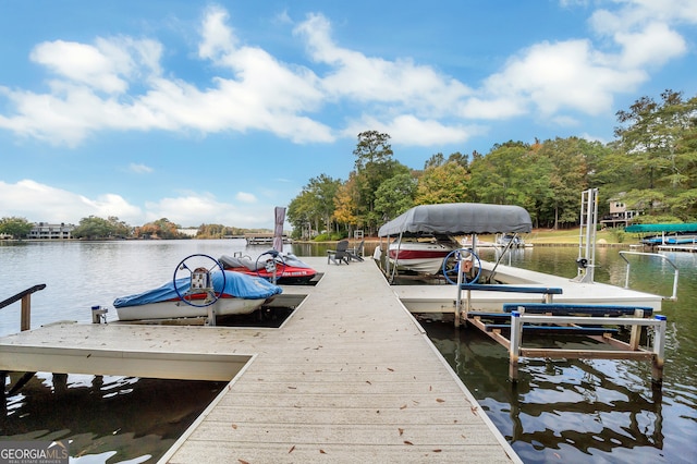 view of dock featuring a water view