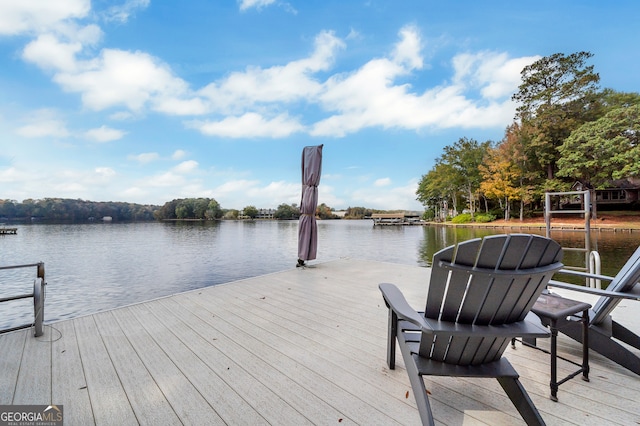 view of dock featuring a water view