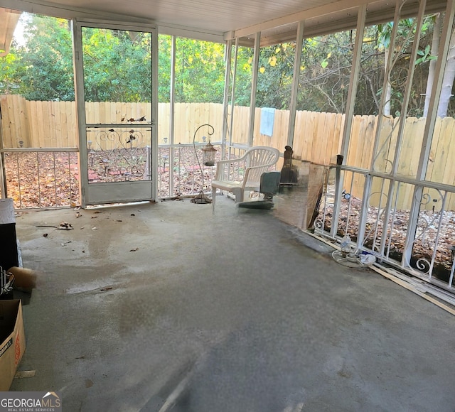 view of unfurnished sunroom