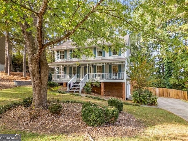 colonial house with a porch