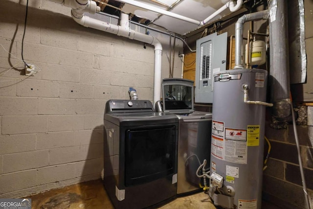 2611 Kings Cir, Lawrenceville, GA 30044 - utility room featuring gas water heater, independent washer and dryer, and electric panel