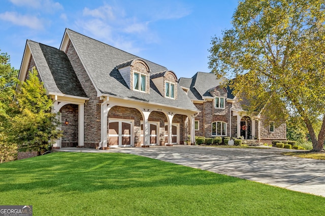 view of front of home with a garage and a front yard