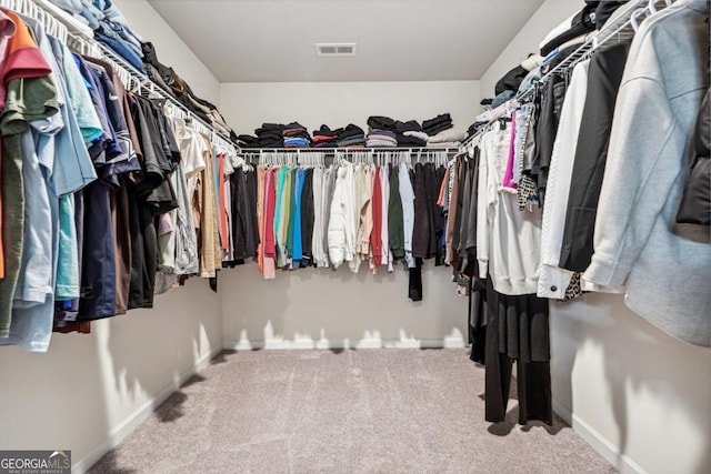 spacious closet with carpet flooring