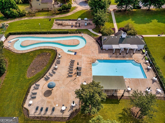 view of swimming pool with a grill