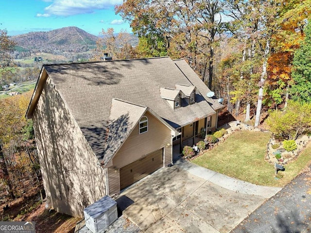 aerial view featuring a mountain view