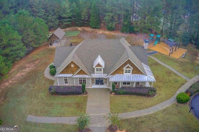 401 Night Hawk Ct, Canton, GA 30114 - view from above of property with a heavily wooded area