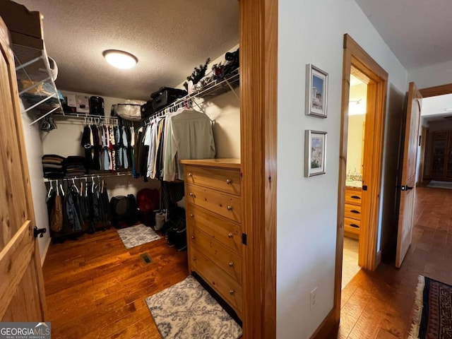 spacious closet with hardwood / wood-style flooring