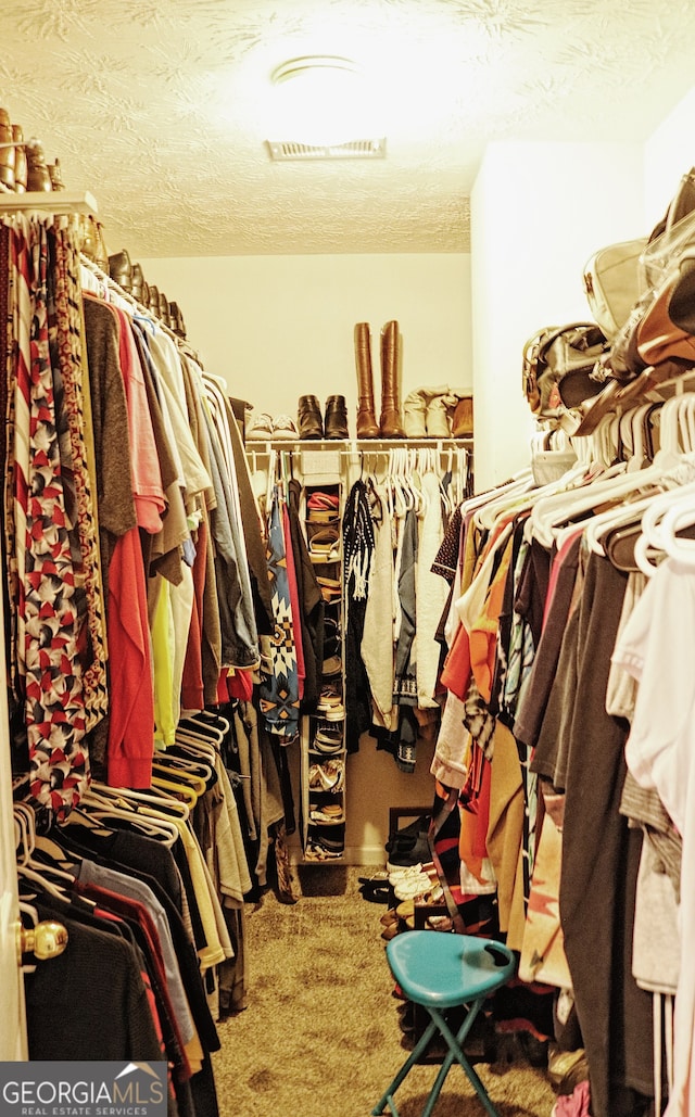 spacious closet with carpet floors