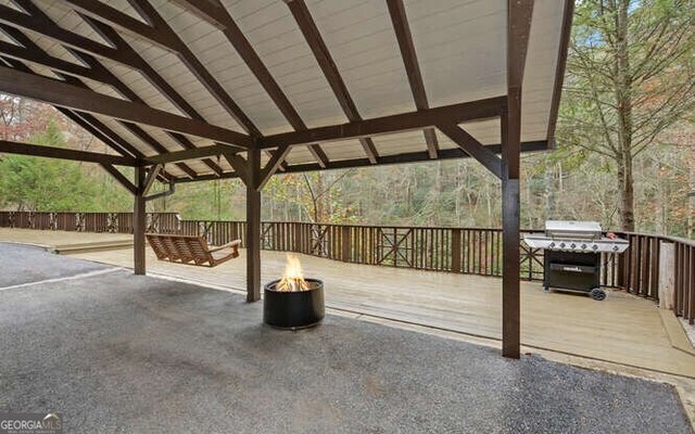 7670 Hiawassee Wilderness Trl, Hiawassee, GA 30546 - view of patio / terrace with a fire pit and area for grilling