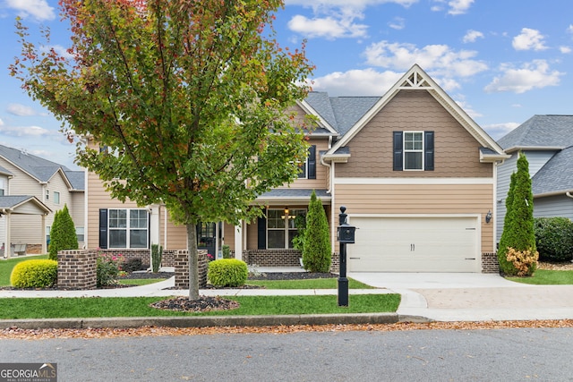 craftsman inspired home with a garage