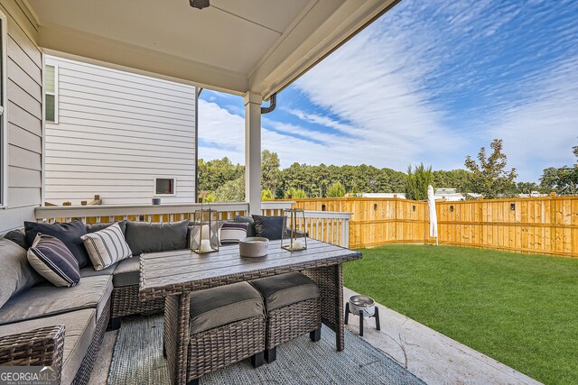 view of patio / terrace featuring an outdoor hangout area