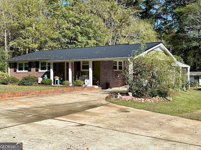 view of single story home