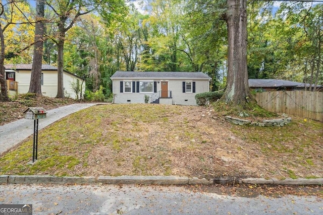 3018 Wanda Cir SW, Atlanta, GA 30315 - ranch-style home with fence, crawl space, and view of scattered trees