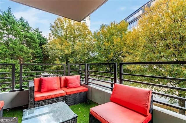 balcony featuring an outdoor living space