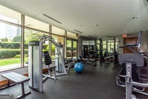 exercise room with expansive windows