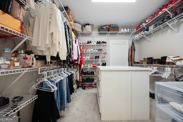 spacious closet with light carpet