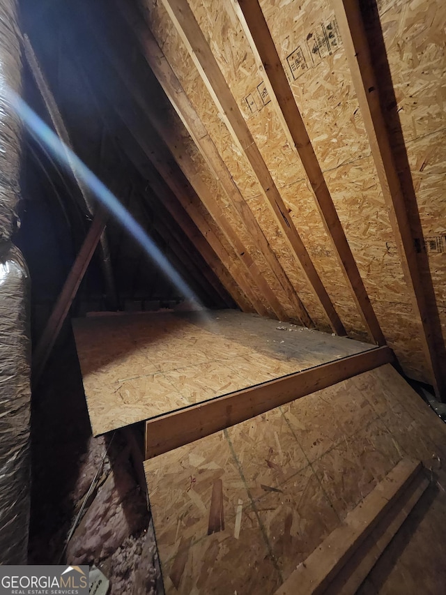 view of unfinished attic