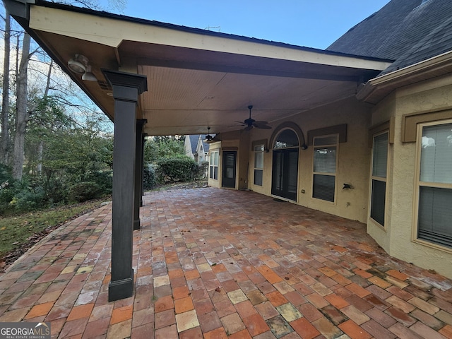 view of patio with ceiling fan