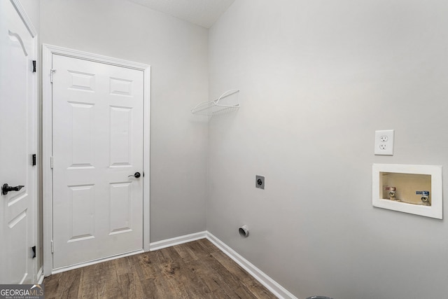 washroom featuring washer hookup, wood-type flooring, and hookup for an electric dryer