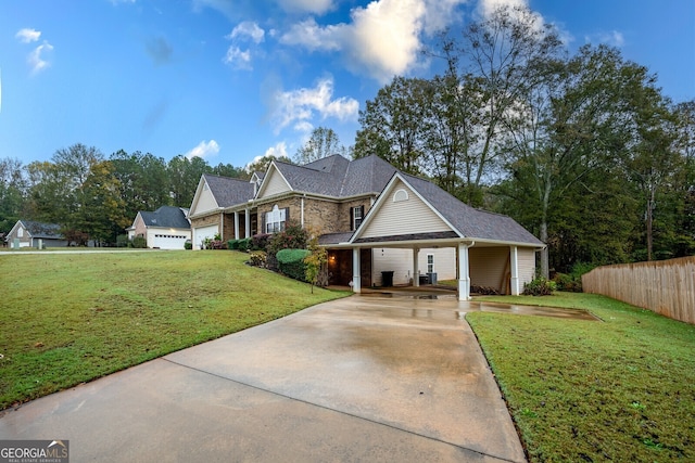 front of property with a front lawn and a garage