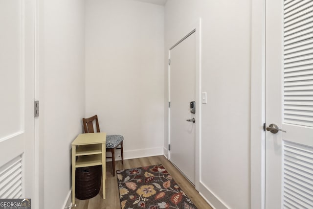 doorway featuring light hardwood / wood-style flooring