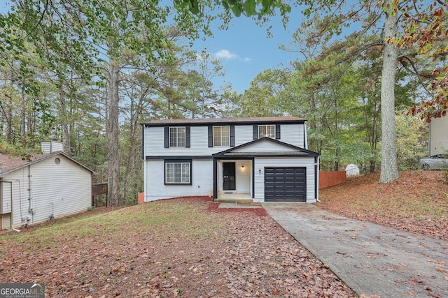 view of front property with a garage