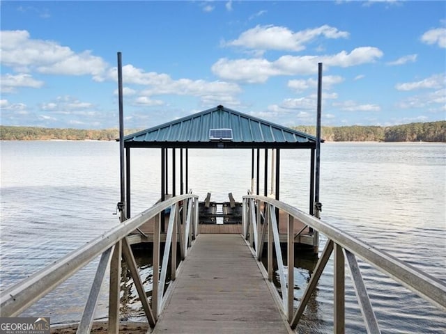 view of dock featuring a water view