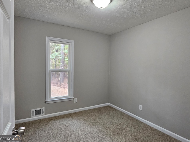 empty room featuring carpet floors and a textured ceiling