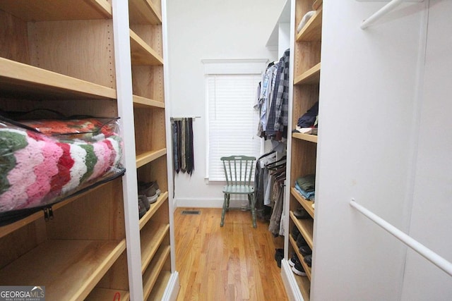 spacious closet with wood-type flooring