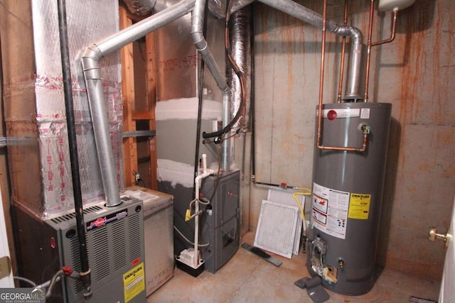 utility room with gas water heater