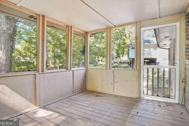 view of unfurnished sunroom