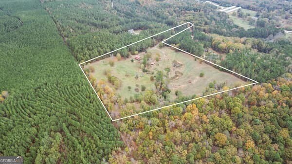 287 Branch Rd, Cedartown, GA 30125 - aerial view of property's location with property boundaries highlighted and a heavily wooded area