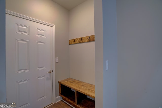 mudroom featuring wood-type flooring