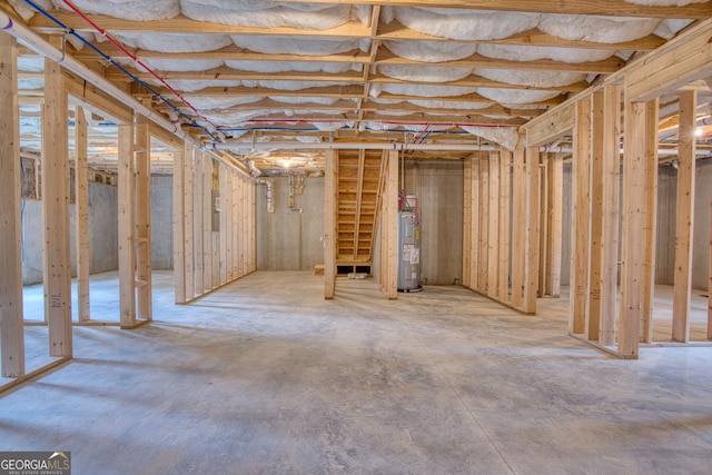 basement with water heater