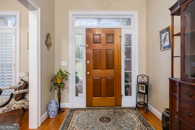 foyer featuring light wood-type flooring