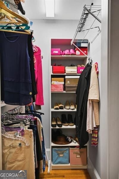 walk in closet featuring hardwood / wood-style flooring