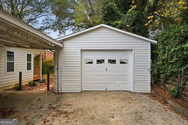 view of garage