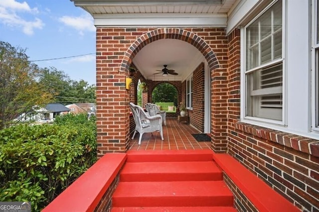 view of patio / terrace with ceiling fan