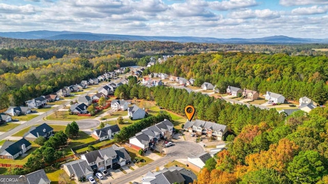 bird's eye view with a mountain view