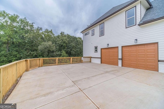 exterior space featuring a garage