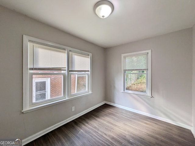 spare room with wood-type flooring