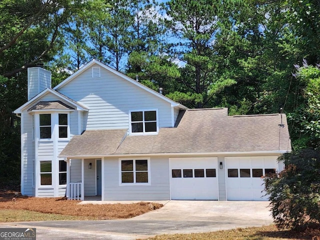 view of front of house with a garage