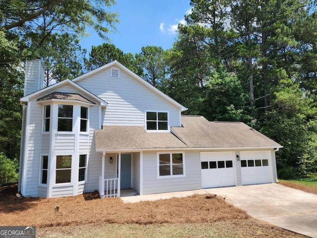 front facade with a garage