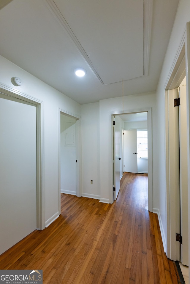 corridor featuring hardwood / wood-style floors